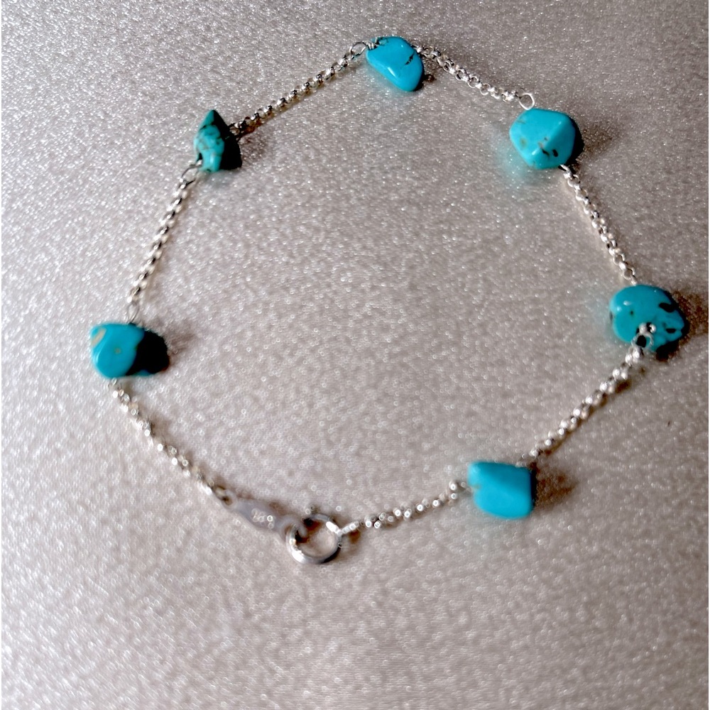 Real turquoise stone sterling silver